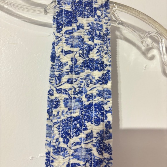 Old Navy Womens Blue White Floral Toile Smocked Tiered Midi Dress NWT Large - Picture 7 of 16